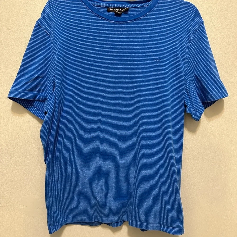Michael kors blue striped tee shirt size Large pre owned - Picture 2 of 10